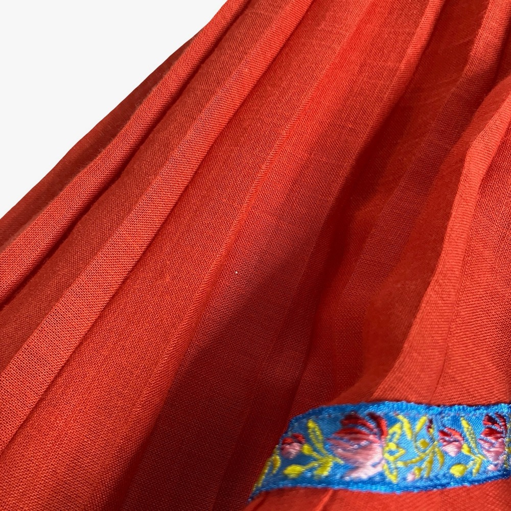 Kenzo Red Midi Skirt with Green Floral Border - Picture 12 of 16